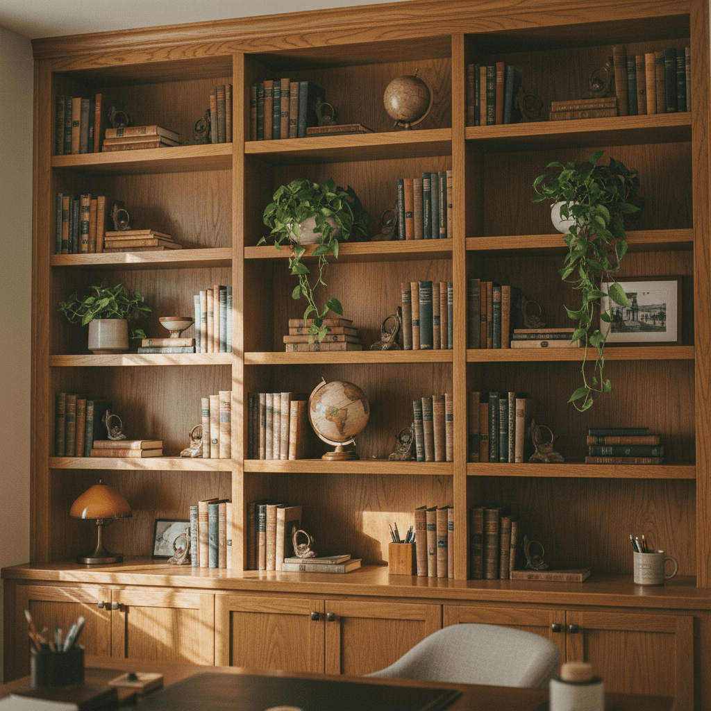 Custom wooden office shelving and storage