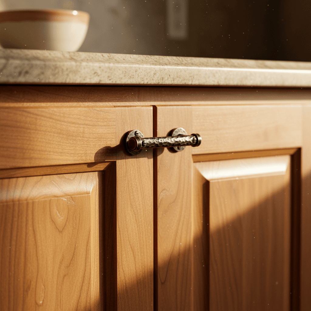 Custom wooden cabinet door detail