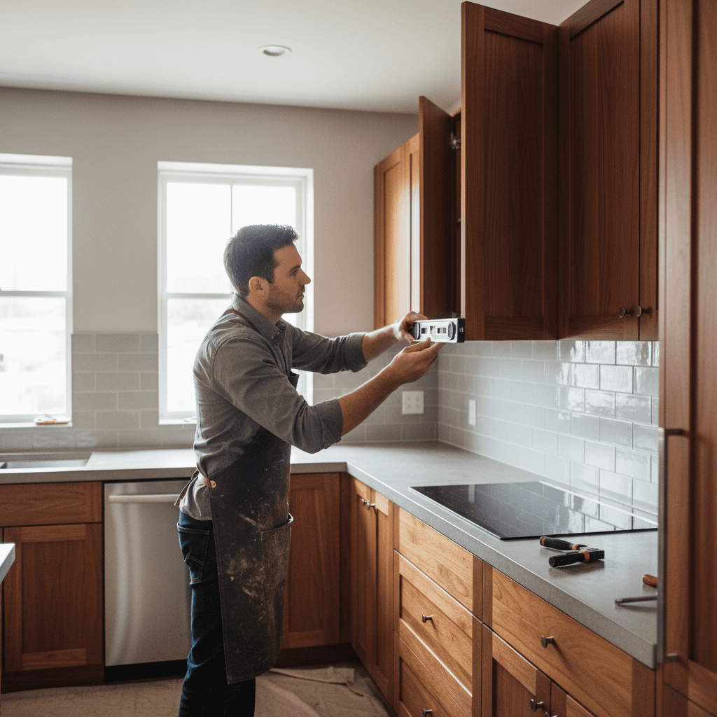 Custom cabinet installation in a Woodland Park kitchen